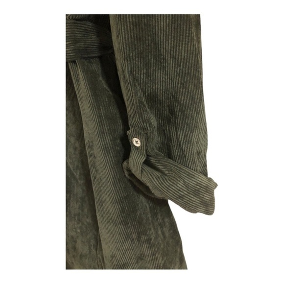 Tommy Hilfiger olive green corduroy button down collared tunic shirtdress size12 - Picture 7 of 17